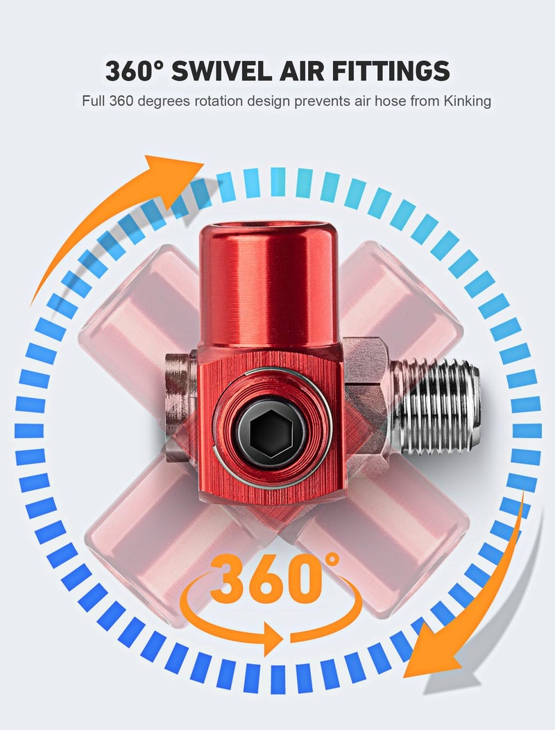 EVOULTES 2-Packs 1/4"" NPT 360 Degree Swivel Air Hose Fittings  No Leakage Air Hose Connector with 1/4 Inch MNPT Quick Connect  Swivel Air Fittings for Air Hose Air Compressor Attachments - Image 2